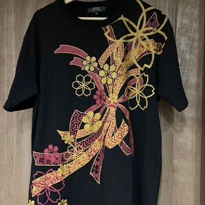 和柄 半袖 Tシャツ メンズ XL 着用回数少なめですが古着です 黒