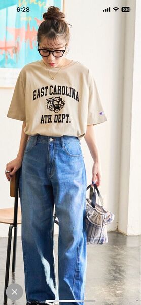 限定展開 Champion × FREAK’S STORE/チャンピオン 別注 フロッキープリント 半袖 Tシャツ