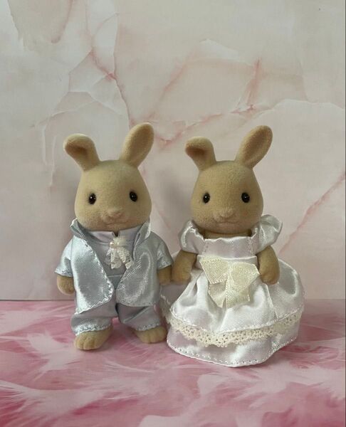 シルバニア 耳折れ アイボリーウサギ ウェディング ウェルカム 結婚 お父さん お母さん シルバニアファミリー レア 廃盤