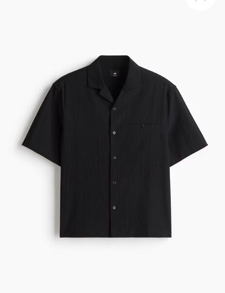 H&M レギュラーフィット リゾートシャツ メンズ ブラック M