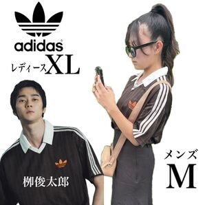 新品男M/女XL】アディダス フットボールジャージ Tシャツ 半袖 ブラウン