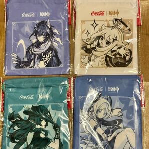 原神 コカ・コーラ コラボ 巾着 4種 コンプセット 【要本文必読】