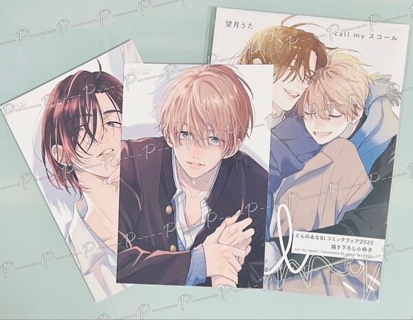 call my スコール 望月うた 小冊子 とらのあなBLコミックフェア 2025 とらのあな限定特典両面イラストカード2種 3点