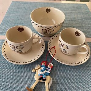 ラガディ アン&アンディ 可愛い4点セット 食器 カップ&ソーサー2客 カフェボウル オーナメント