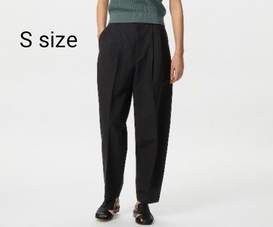 ユニクロ リネンブレンドバレルレッグパンツ Sサイズ ブラック UNIQLO
