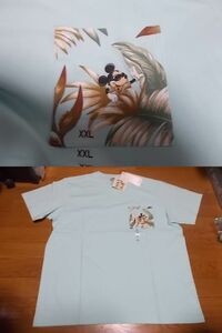 新品 ディズニー disney ミッキー mickey コラボ ポケット Tシャツ XXL ライトグリーン uniqlo ユニクロ アロハ ハワイ