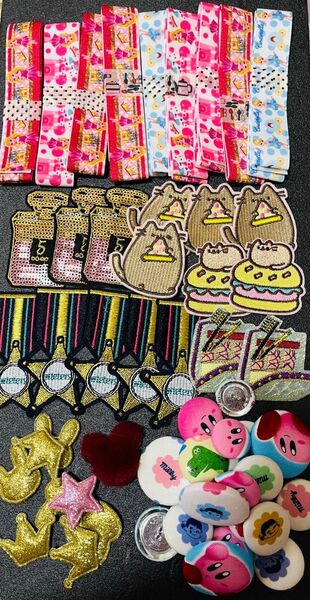 ハンドメイド アップリケ DIY アイロンワッペン ボタン リボン