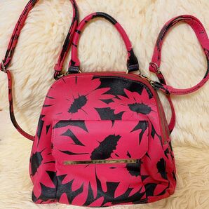 2wayバッグ ひまわり柄 リュック ハンドバッグ ピンクブラック