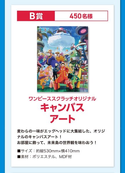ワンピーススクラッチ 宝くじ 抽選 景品 キャンパスアート ポスター タペストリー グッズ ワンピース ONEPIECE