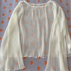 GRL カットソー 長袖 カットソー ホワイト 白 トップス透け感 フリーサイズ