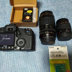 CANON EOS 40D レンズ2個 互換バッテリー2個 充電器 CF変換器