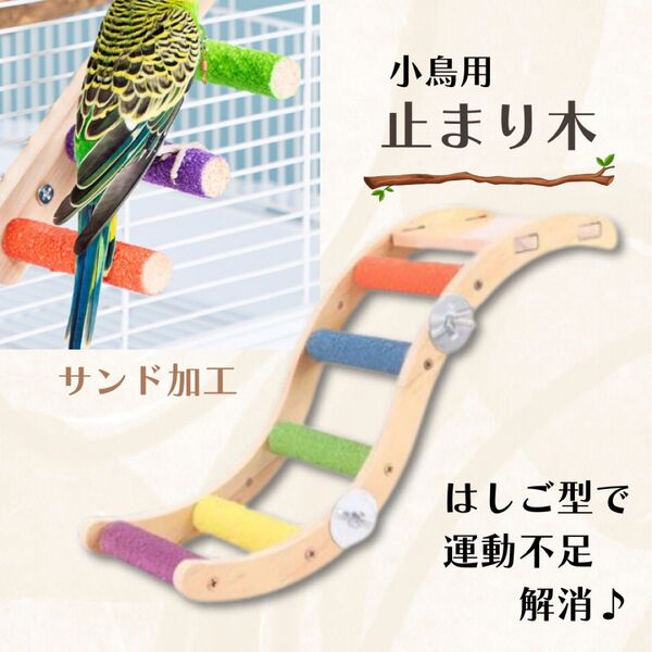 セキセイインコ オカメインコ 文鳥 カナリア 小型インコ 止まり木 はしご 爪とぎ 木 アスレチック ケージ用 飼育用品 ペット