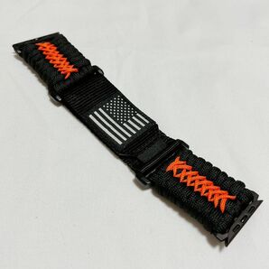 Apple Watch Ultra対応 ナイロンバンド Lサイズ ブラック×オレンジ 49mm