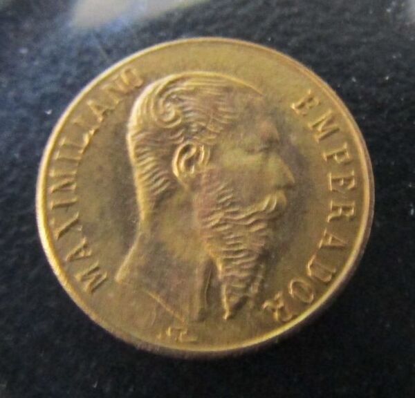 世界最小の金貨 メキシコ 1 ペソ マクシミリアン 1865 年