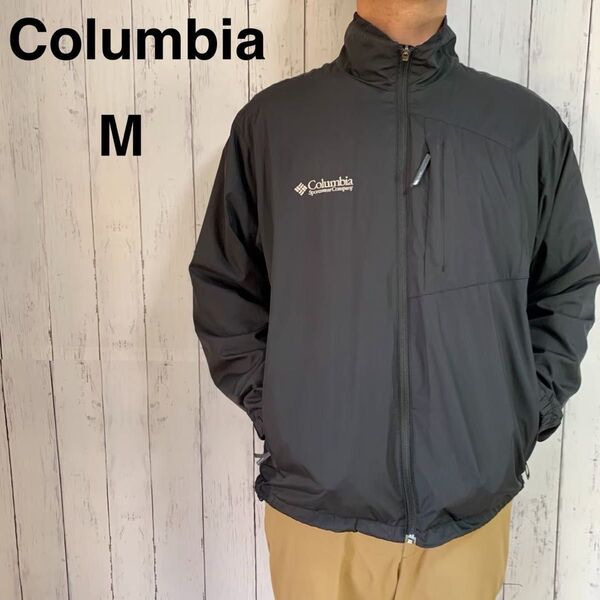 コロンビア ストレッチ スポーツウェア ナイロンジャケット メンズ M 黒 刺繍 Columbia Jacket アウトドア