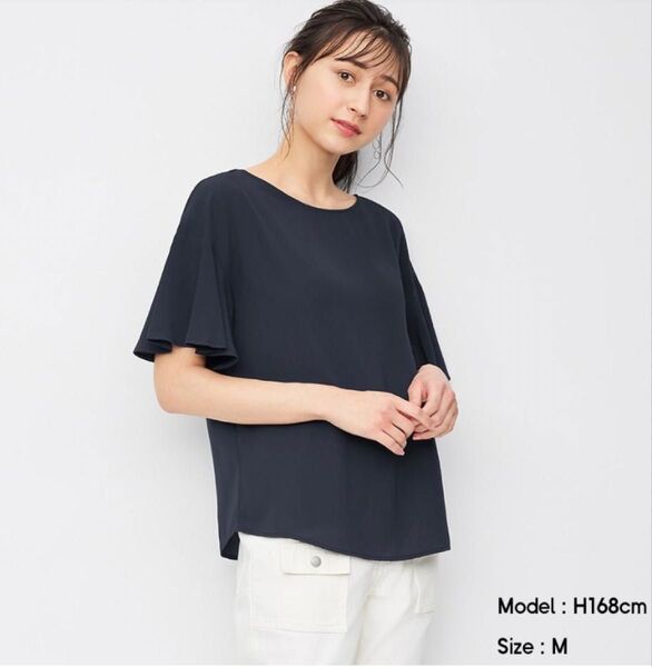 GU エアリー2WAYフレアスリーブブラウス 5分袖 M
