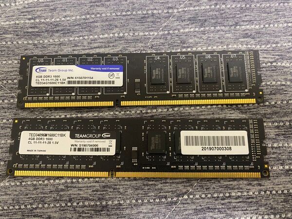 Team DDR3-1600 4GB×2枚 メモリセット
