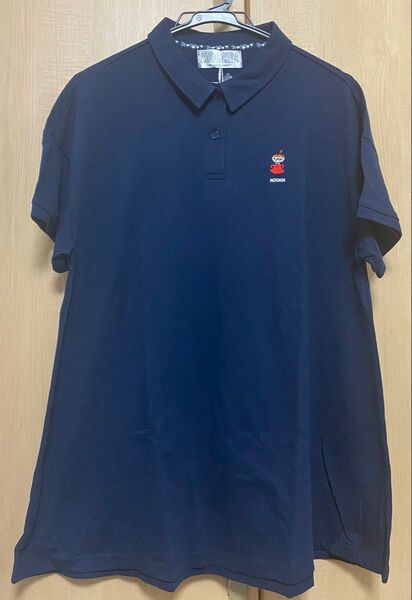新品タグ付 ムーミン ポロシャツ チュニック ネイビー L リトルミィ ゆったりサイズ Aライン
