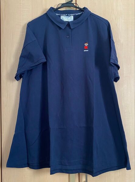 新品タグ付 ムーミン ポロシャツ チュニック ネイビー L L リトルミィ ゆったり大きいサイズ Aライン