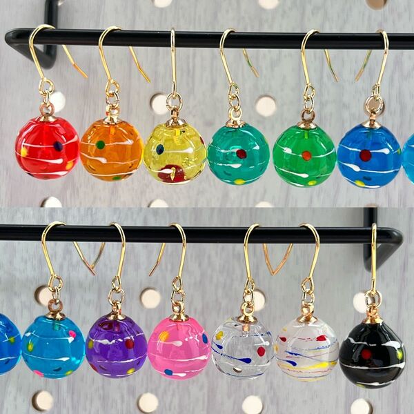 レジン ヨーヨー(水風船)ピアス イヤリング ワンカラーVer.