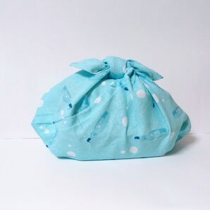 あずま袋*小さめ・マチ付き〈ラムネ ブルー〉エコバッグ、お弁当袋 ハンドメイド