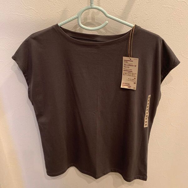 未使用 無印良品 天竺編み フレンチスリーブ Tシャツ M チャコールグレー 2025年製