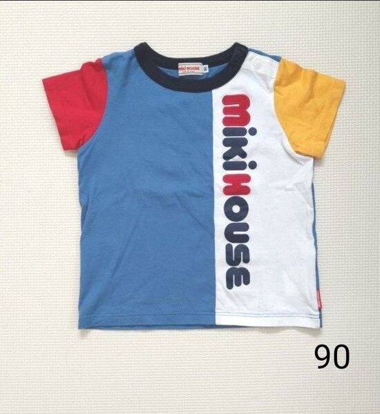 中古 ミキハウス 縦ロゴTシャツ 半袖 90