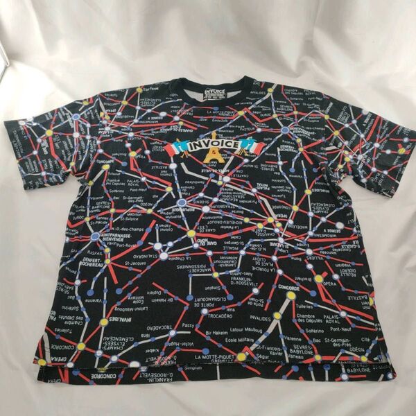 A-21【良品】INVOICE インボイス 大きいサイズ 半袖シャツ Tシャツ 黒 トップス カットソー ヴィンテージ