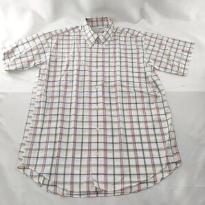 A-21【良品】CUTTER&BUCK カッターバック 半袖シャツ チェック ホワイト 白 レトロ ワイシャツ カッターシャツ