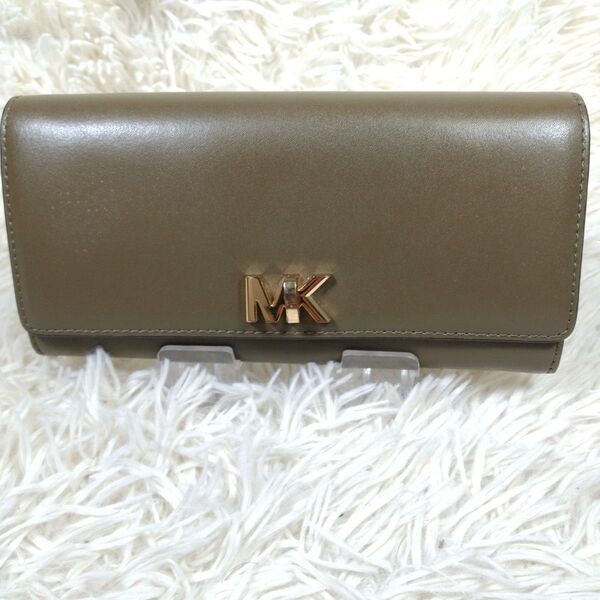 MICHAELKORS 長財布 レザー ターンロック カーキ