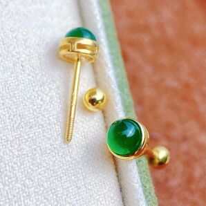 ▼ 天然翡翠 ミニサイズヒスイピアスk18