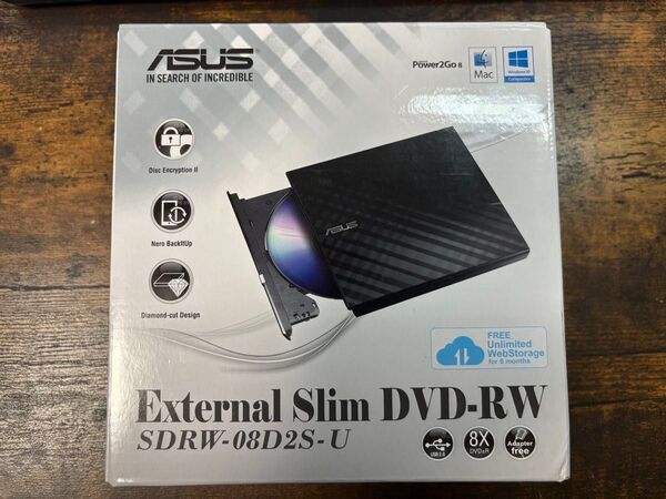 ASUS 外付けDVDドライブ External Slim DVD-RW SDRW-08D2S-U