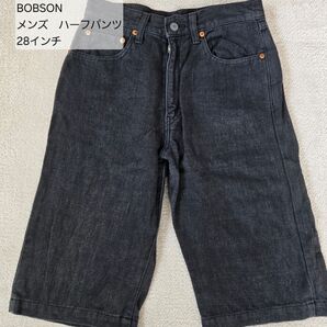 BOBSON メンズ ハーフパンツ 28インチ ブラック ダークグレー 夏