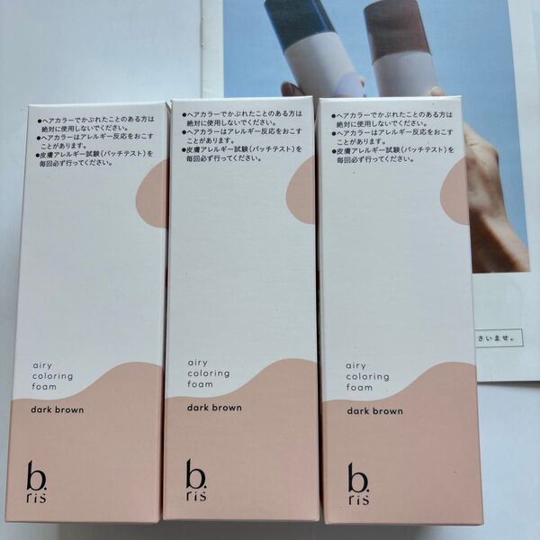 ビーリス b.ris エアリーカラーリングフォーム ダークブラウン 80g 白髪染め 泡 ムース ヘアカラー 3本