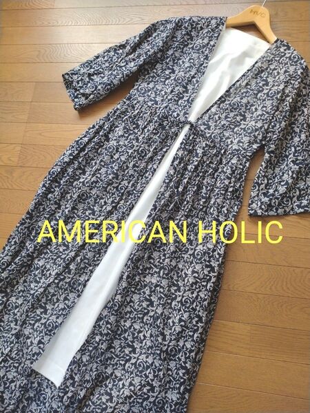 AMERICAN HOLICふんわりインドボイル花柄ガウンワンピース 美品