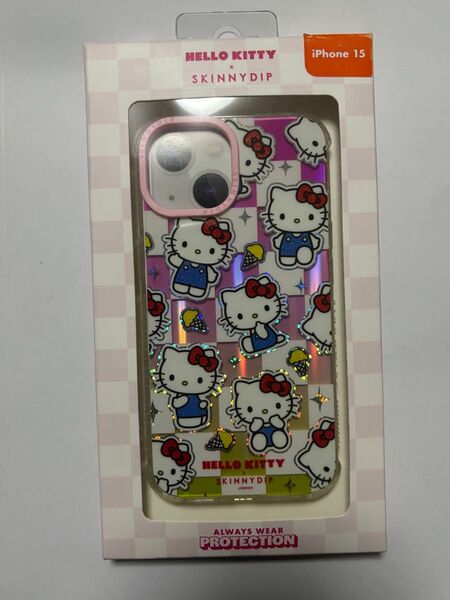 SKINNYDIP iPhone15用 ケース ハローキティ ホロチェック サンリオキャラクターズ スキニーディップ