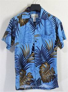  Hawaii made *Paradise Motion* short sleeves rayon monstera Nankoku plant pattern aloha shirt :XS