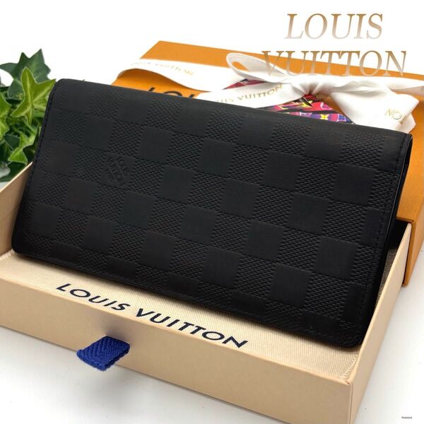 ルイヴィトン ポルトフォイユ ブラザ ダミエアンフィニ 黒 ブラック 二つ折り 長財布 LOUIS VUITTON メンズ