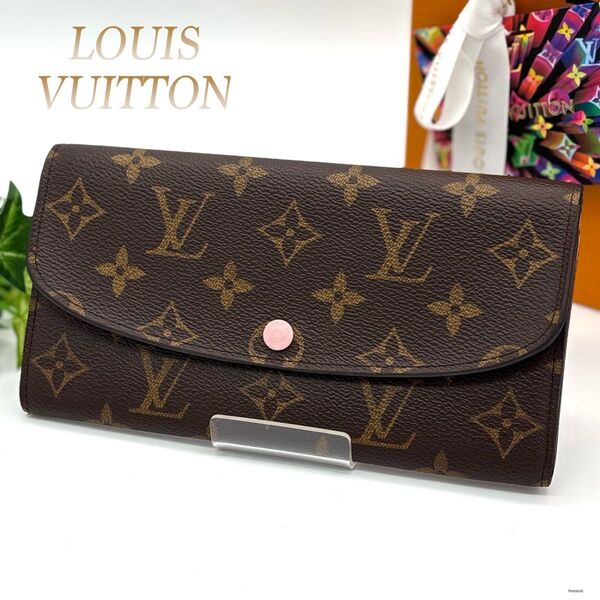 ルイヴィトン モノグラム ポルトフォイユ エミリー 長財布 ローズバレリーヌ ブラウン LOUIS VUITTON