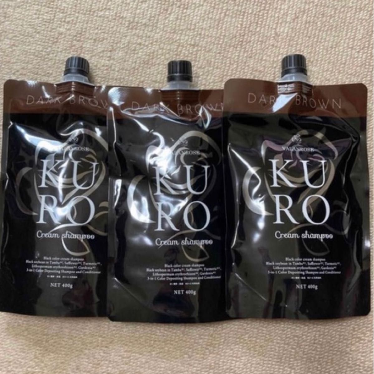 バランローズ KURO クリームシャンプー ダークブラウン 400g 3個セット バランローズ KUROクリームシャンプー 400g 白髪染め(ダーク