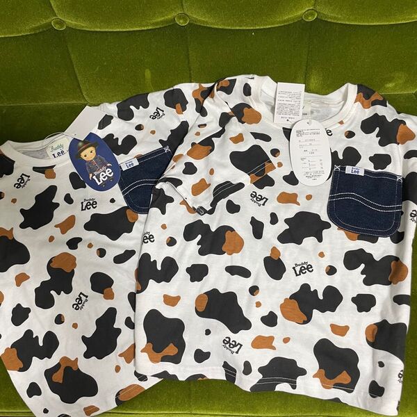 半袖Tシャツ Tシャツ お揃い 100 110 家族 双子 夏休み 記念 バックプリント ブチ柄 犬 2枚セット