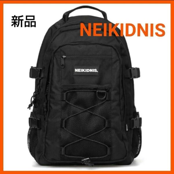 【新品未使用】タグ付き ネイキドニス リュック バッグパック 黒 ブラック 韓国 通学 学生 人気 シンプル 高校生