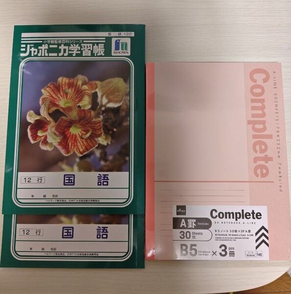 ジャポニカ学習帳2冊とノート3冊セット