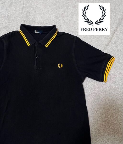 【大人気】フレッドペリーポロシャツ M3600 ブラック×イエロー M フレッドペリー ポロシャツ FRED PERRYブラック