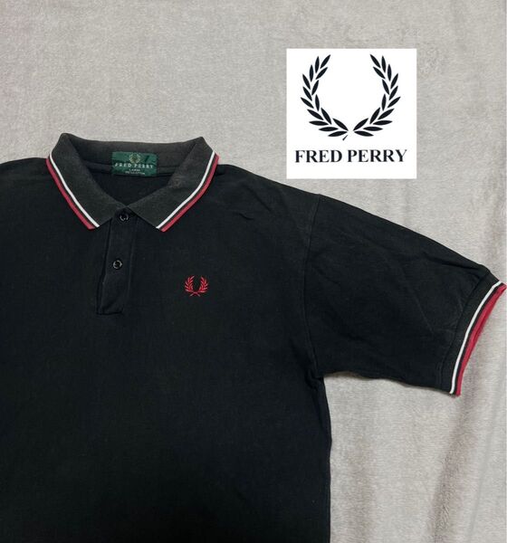 【希少】緑タグFRED PERRYフレッドペリーポロシャツ90sイングランド製L 半袖ポロシャツ FRED PERRY 英国製