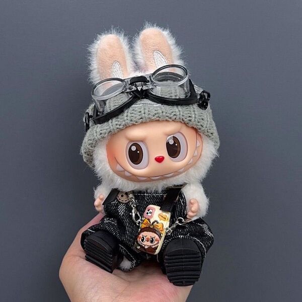 labubu ラブブ ぬいぐるみ着17cm オーバーオール着せ替え服 5点セット