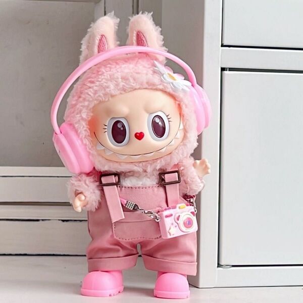 labubu ラブブ ぬいぐるみ着 17cm着せ替え服 4点セット ピンク