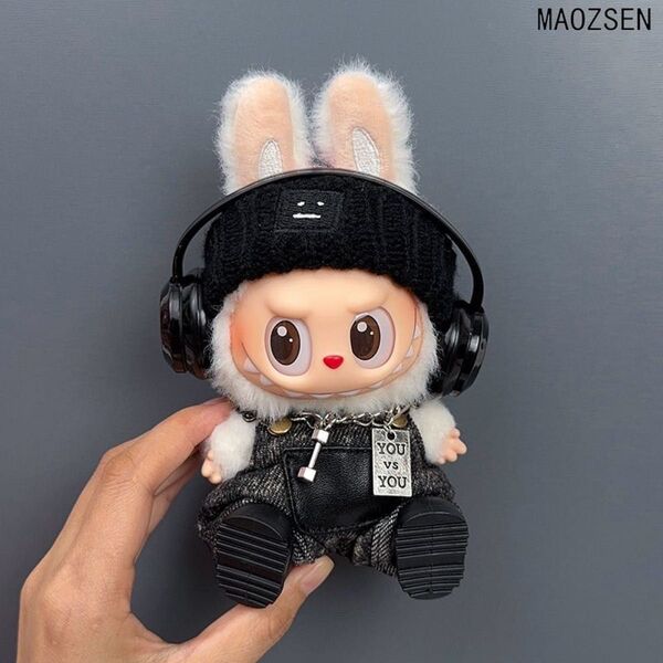 labubu ラブブ ぬいぐるみ着17cm オーバーオール着せ替え服 5点セット
