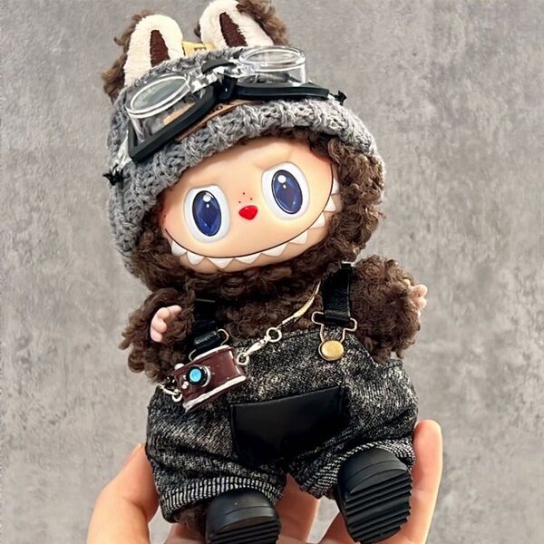 labubu ラブブ ぬいぐるみ着17cm オーバーオール着せ替え服 5点セット