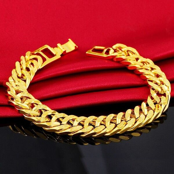ゴールドチェーンブレスレット 24K 金メッキ 21cm × 8mm